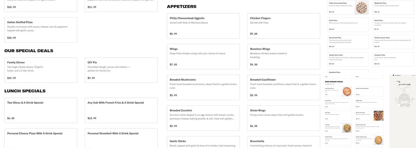 Fabio and Joe's Menu