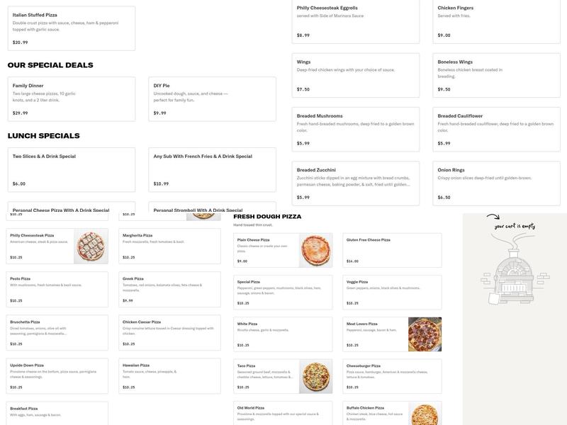 Fabio and Joe's Menu