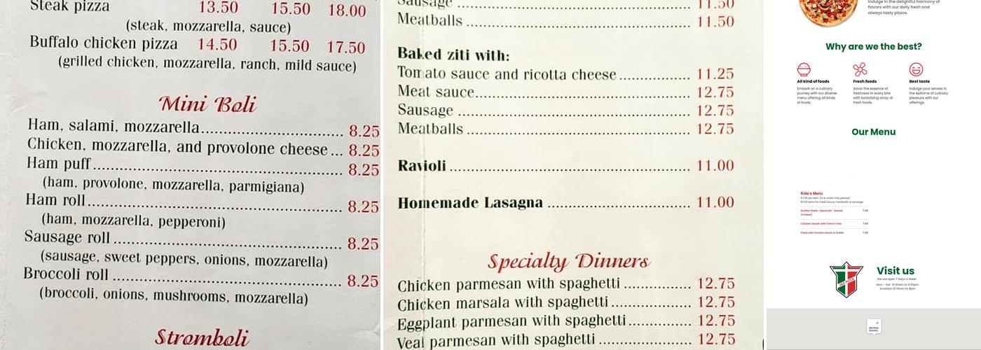 J&S Pizza Menu