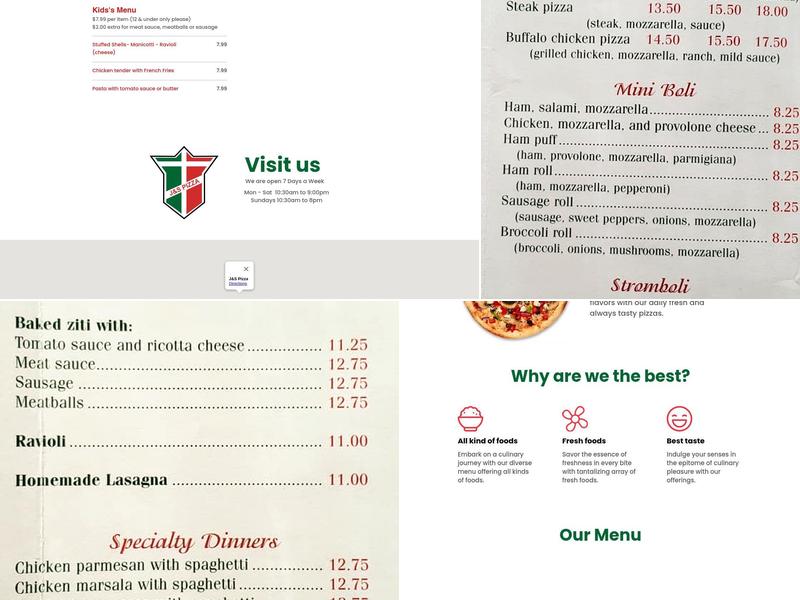 J&S Pizza Menu