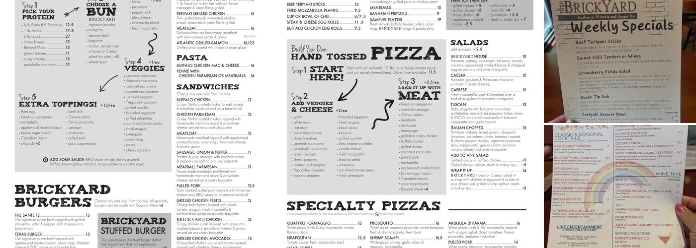 The Brickyard Menu