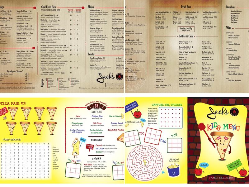Jack's Coal Fired Pizza Menu