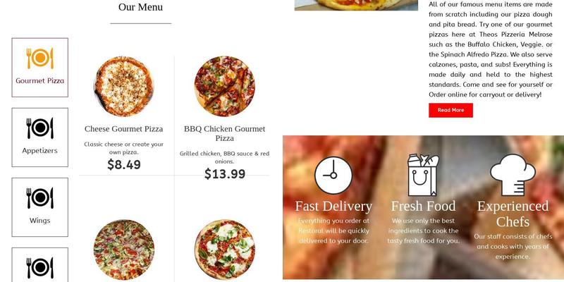 Theo's Pizzeria Menu