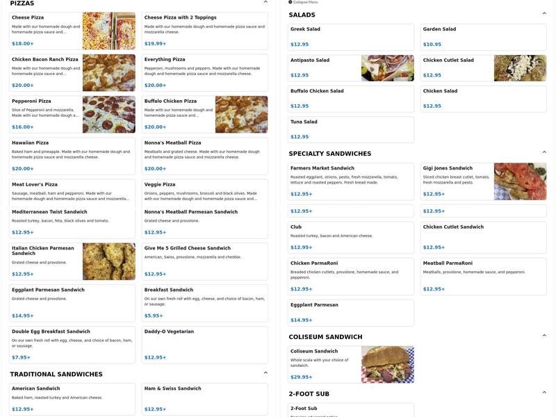 Roma's Bakery & Deli Menu