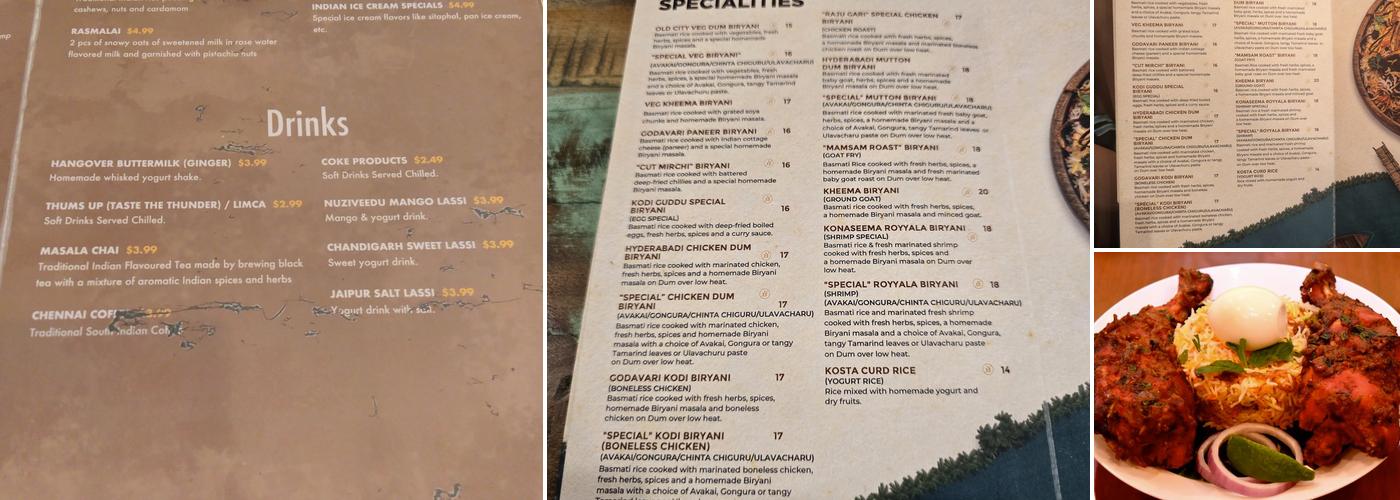 Godavari Menu
