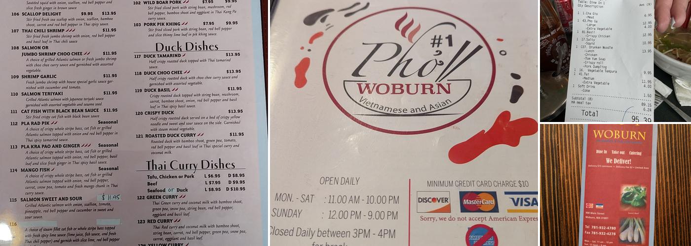 Pho#1 Woburn Menu