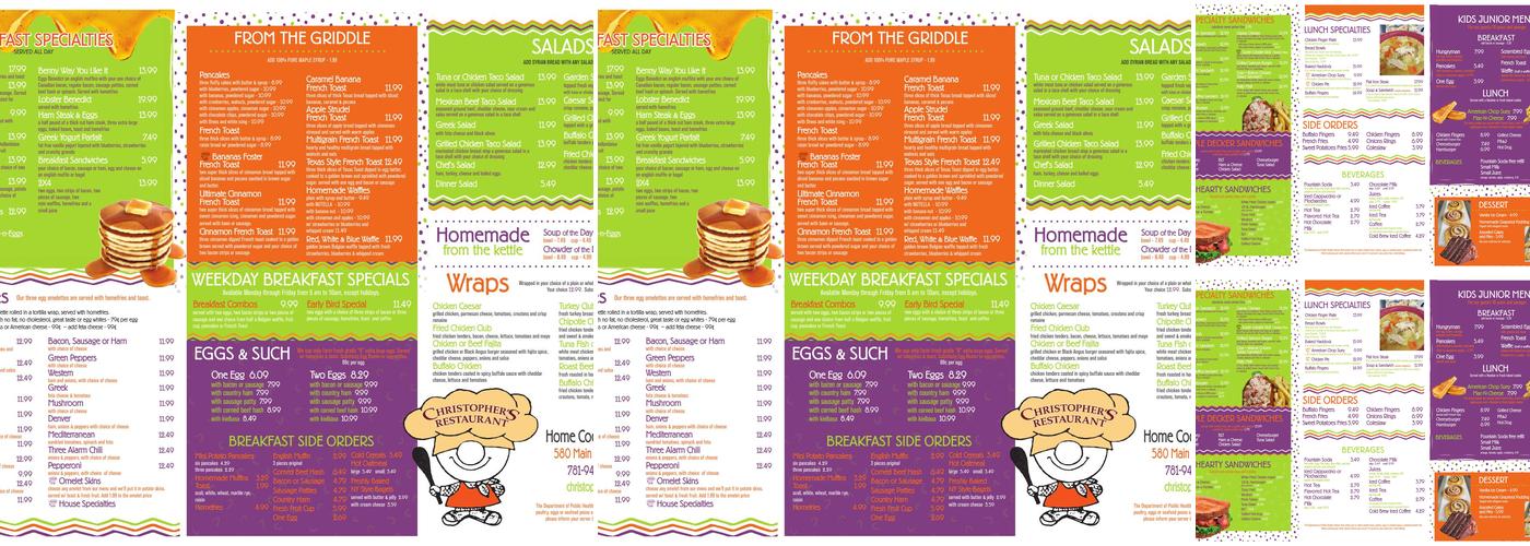 Christopher's Restaurant Menu