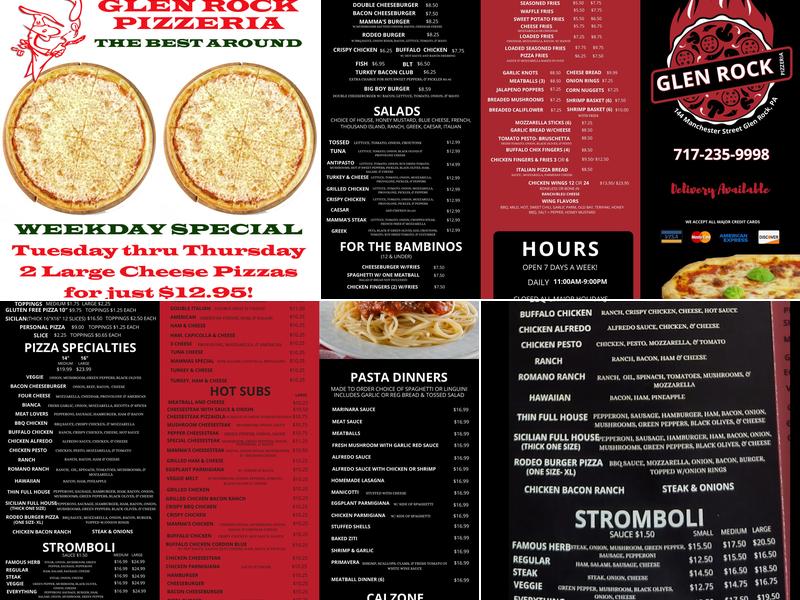 Glen Rock Pizzeria Menu