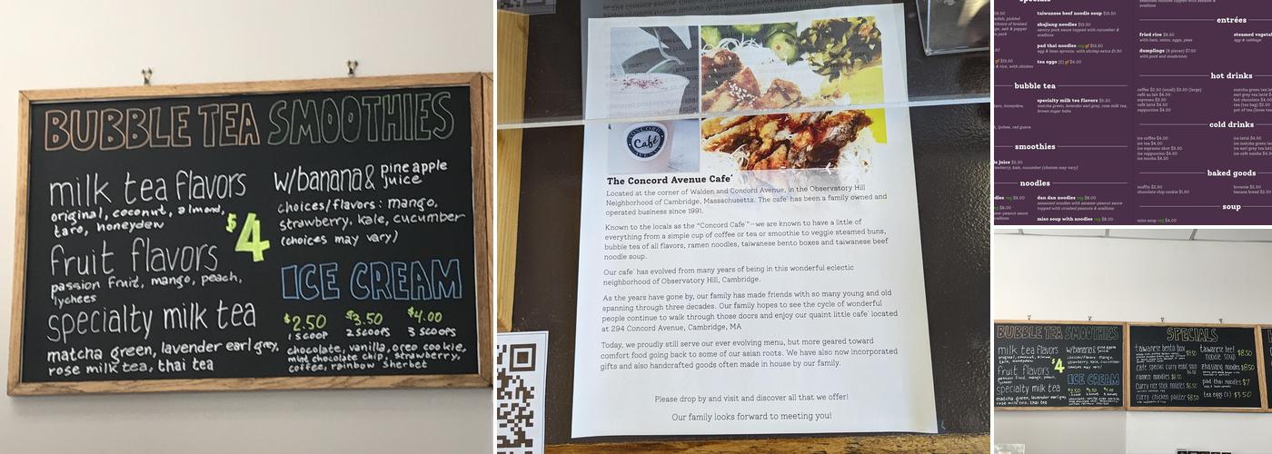 Concord Avenue Cafe Menu