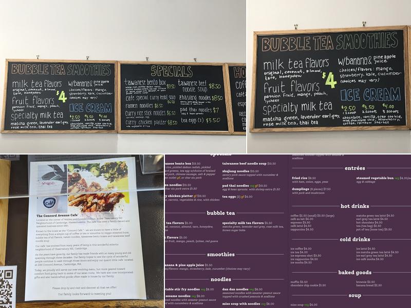 Concord Avenue Cafe Menu