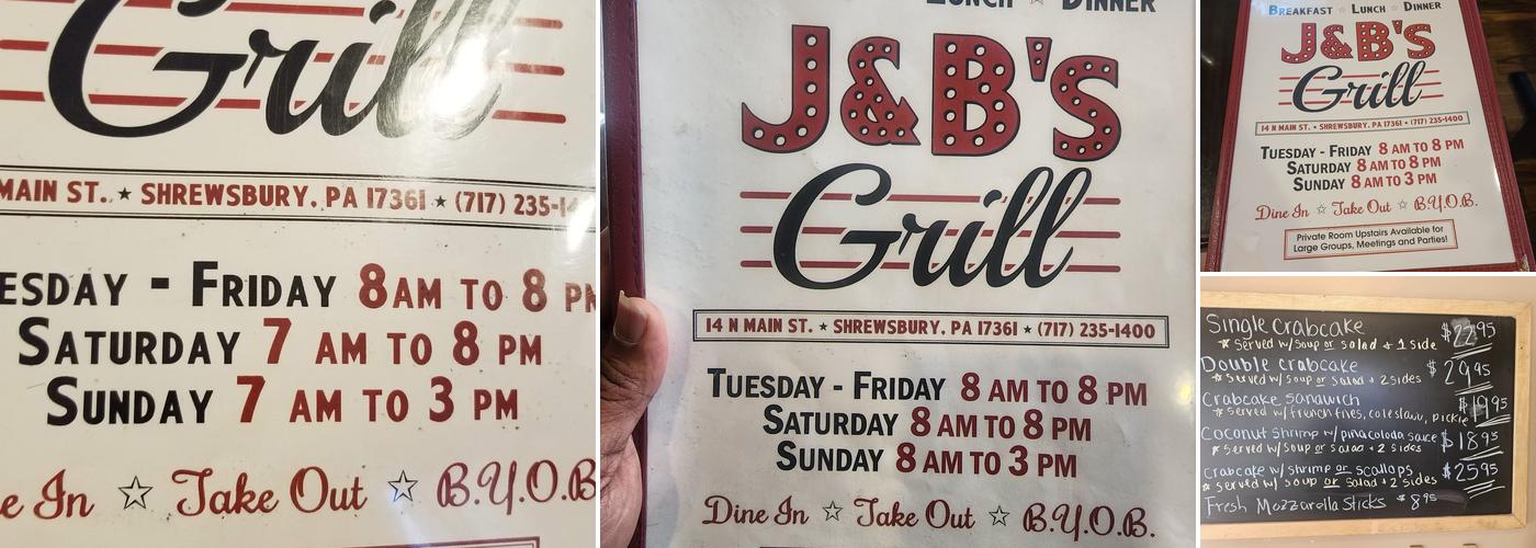 J & B's Grill Menu
