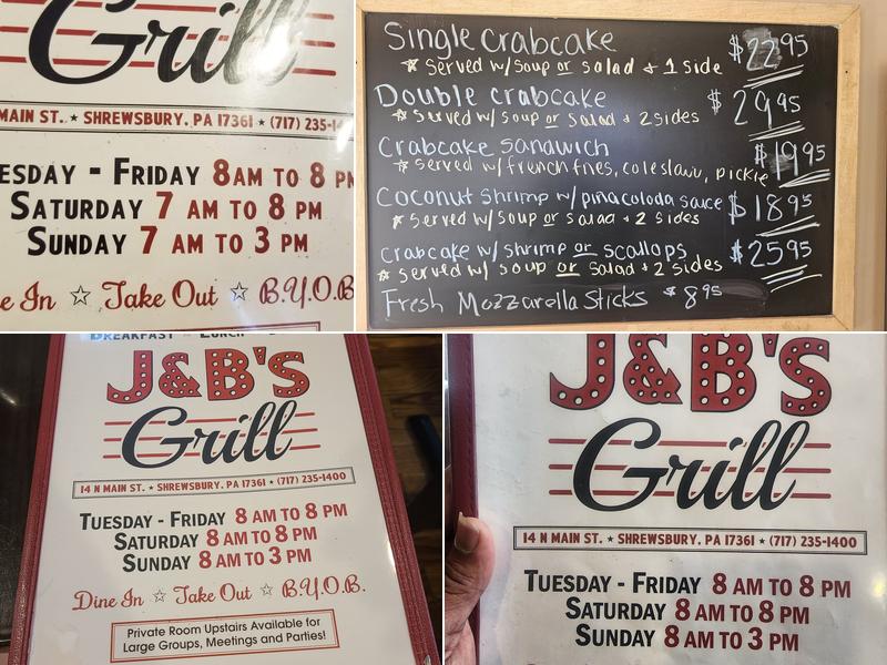 J & B's Grill Menu