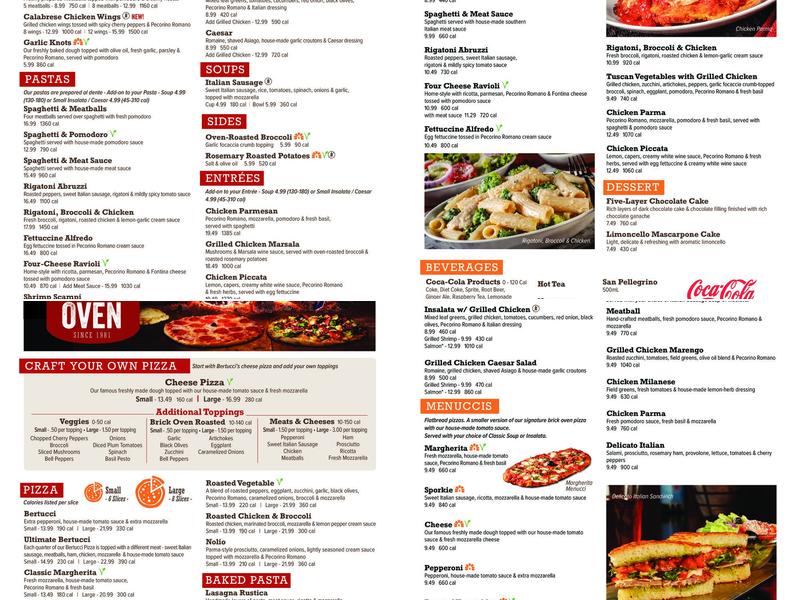 Bertucci's Italian Restaurant Menu