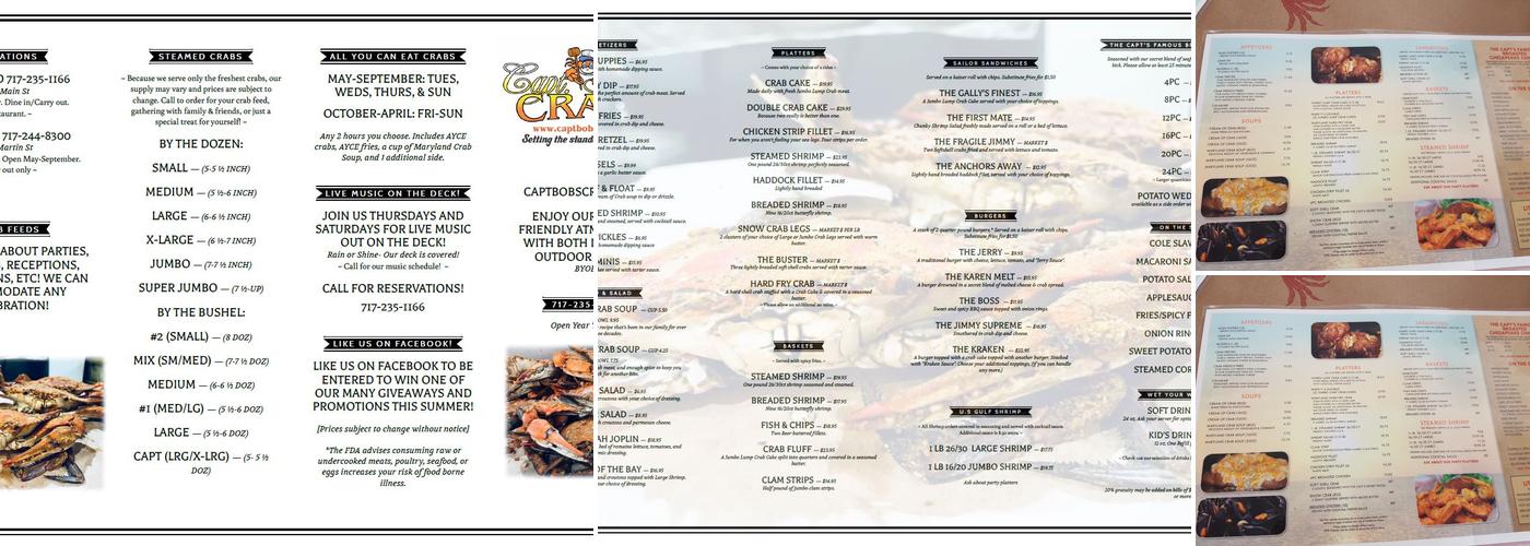 Capt. Bob’s Crabs Menu