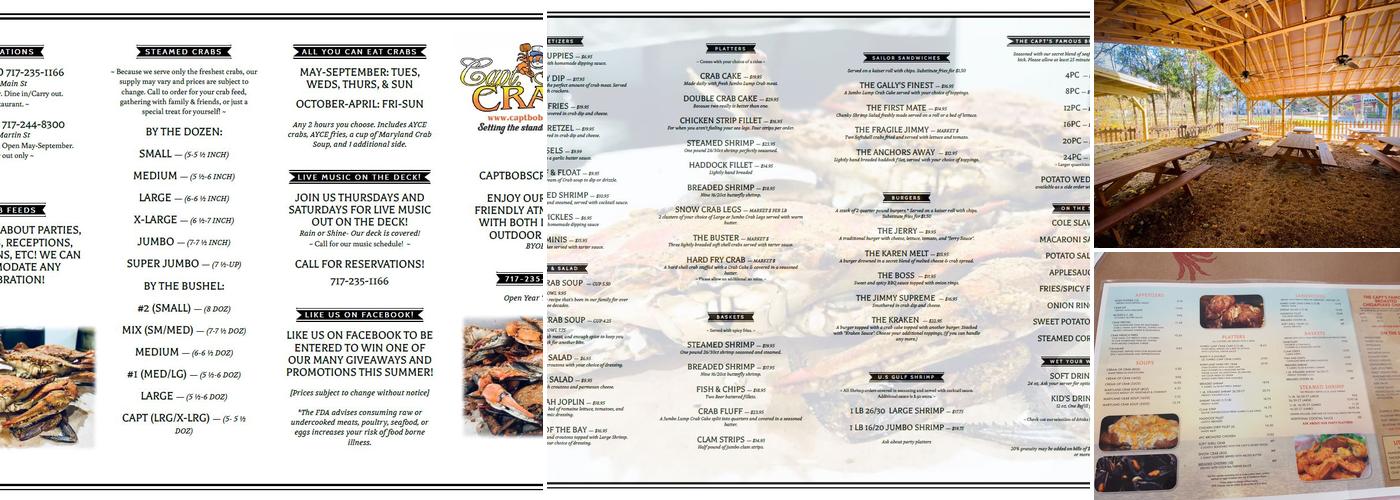 Capt. Bob’s Crabs Menu