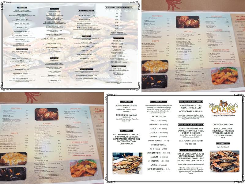Capt. Bob’s Crabs Menu