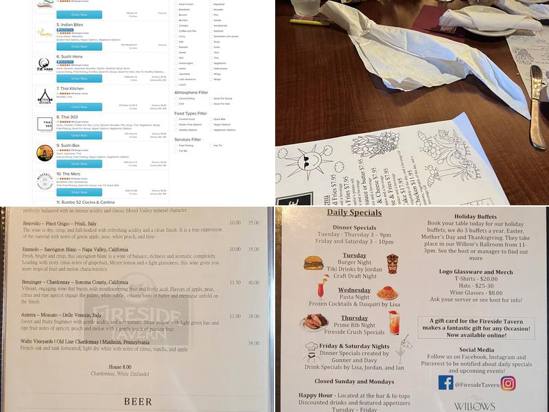 Fireside Tavern Menu