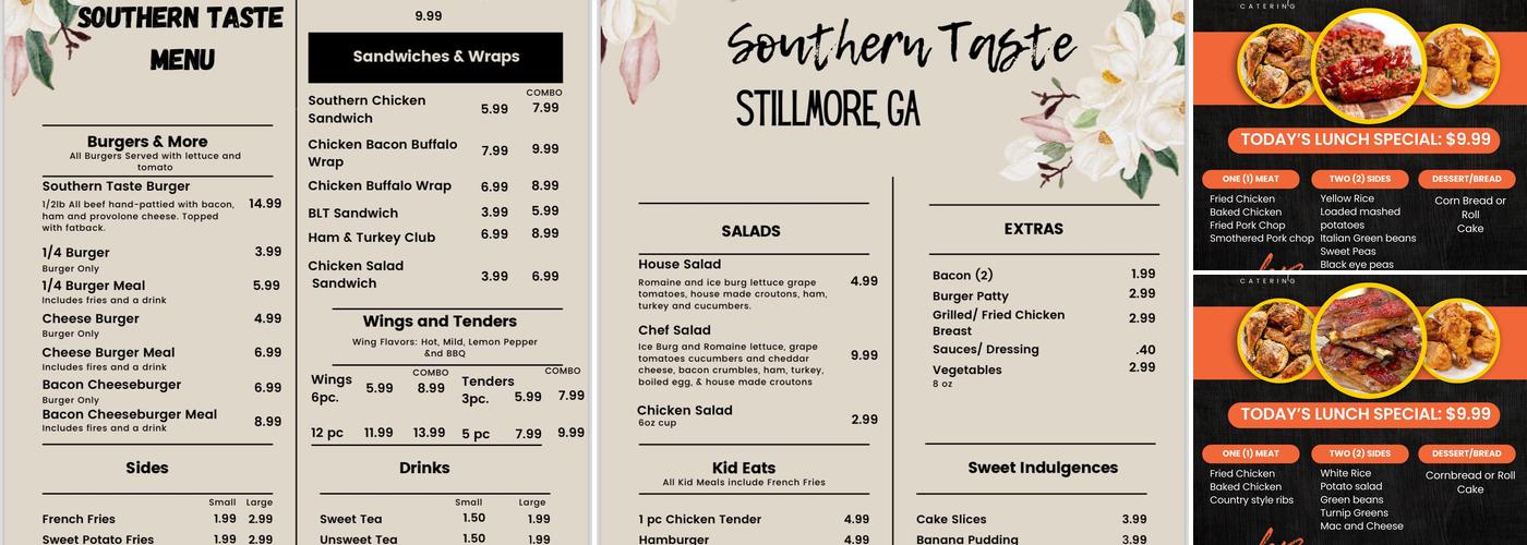 Ealey's Southern Taste Menu