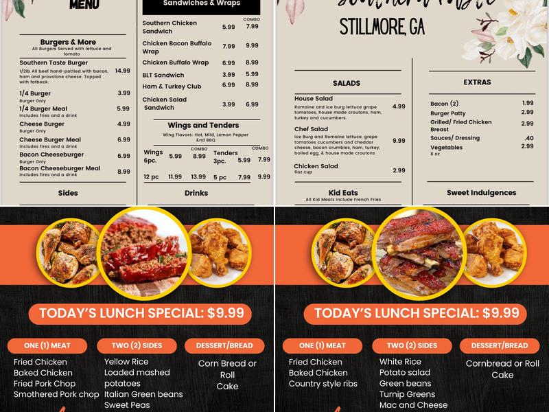 Ealey's Southern Taste Menu