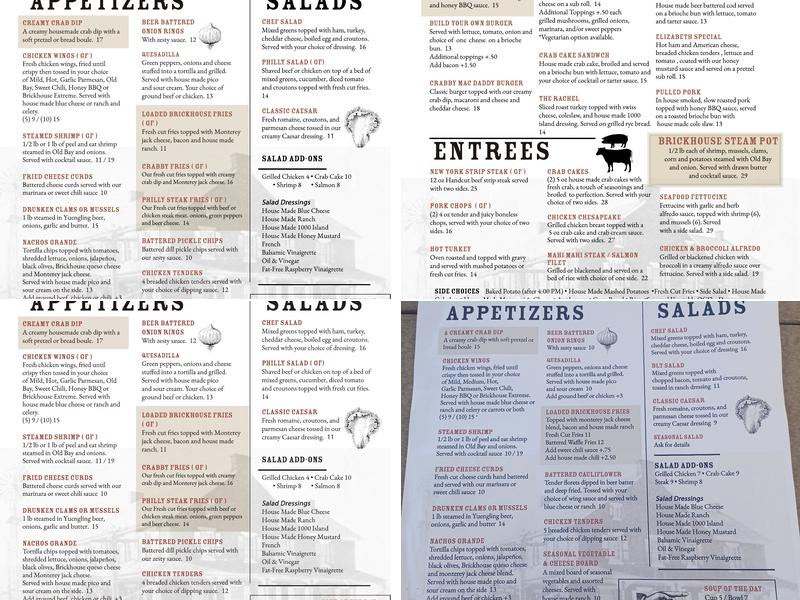 The Rawlinsville Brickhouse Menu