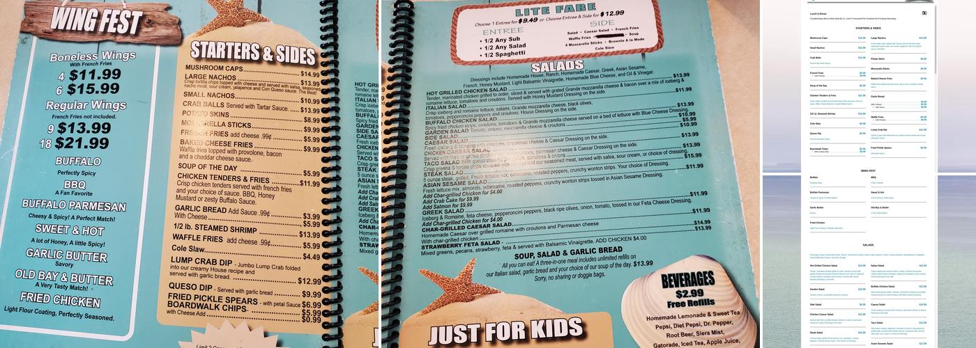 Boardwalks Menu