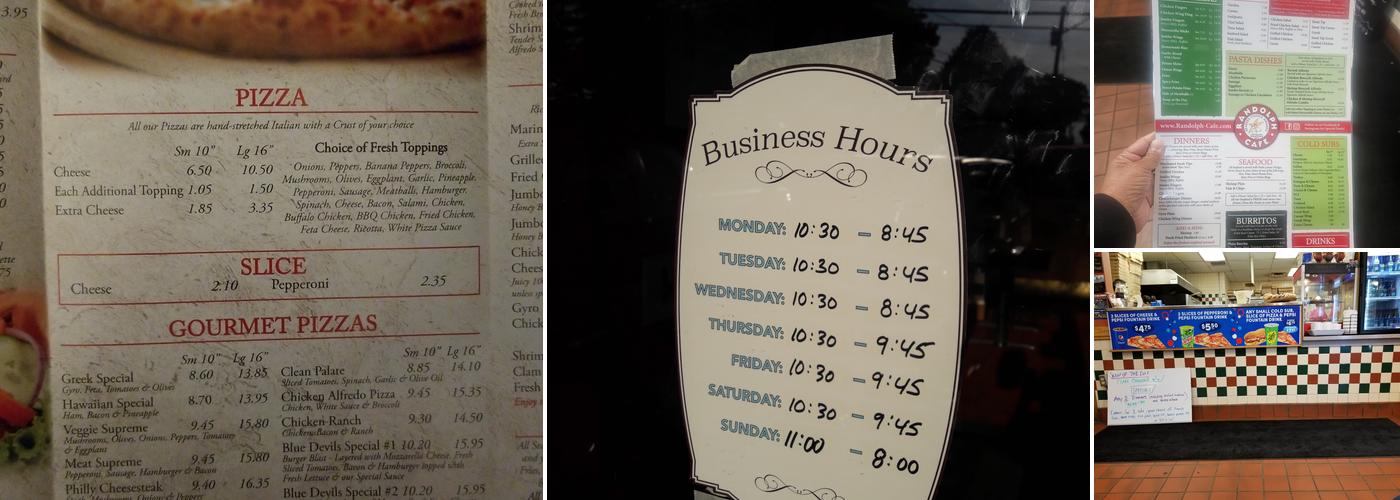 Randolph Cafe Menu