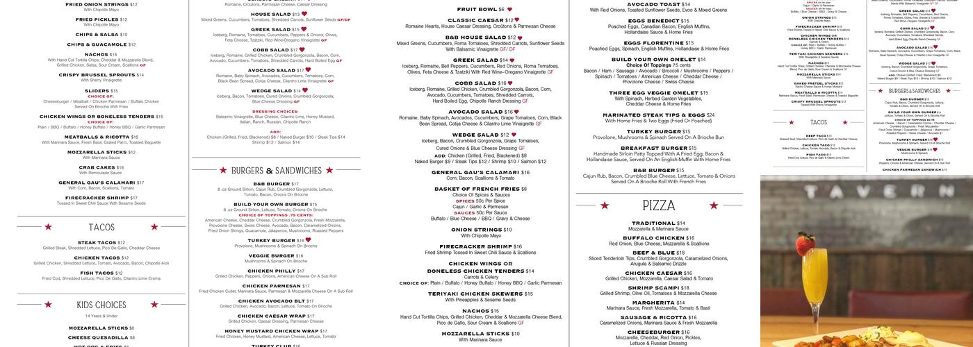 Brick & Beam Menu