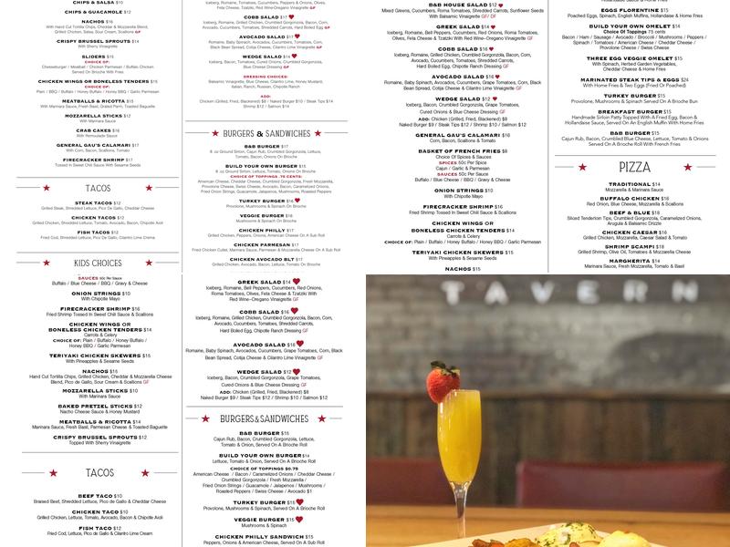 Brick & Beam Menu