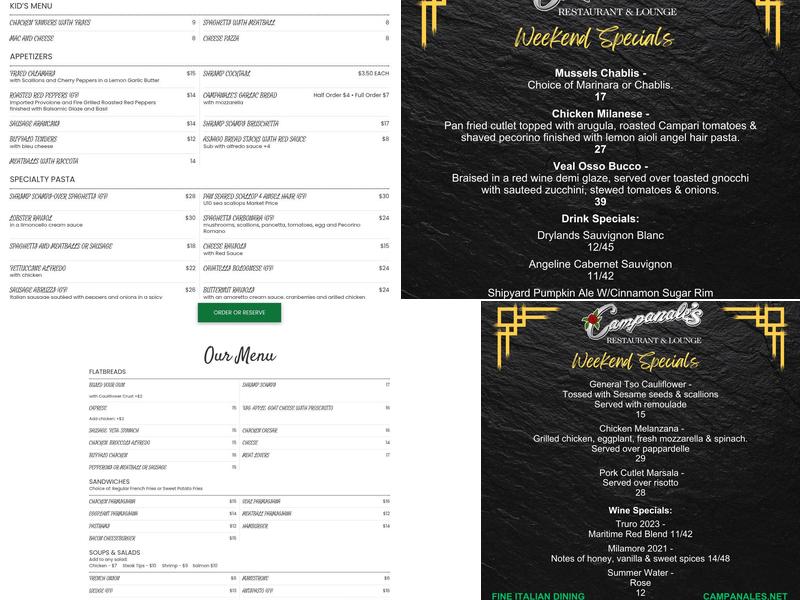 Campanale's Restaurant Menu