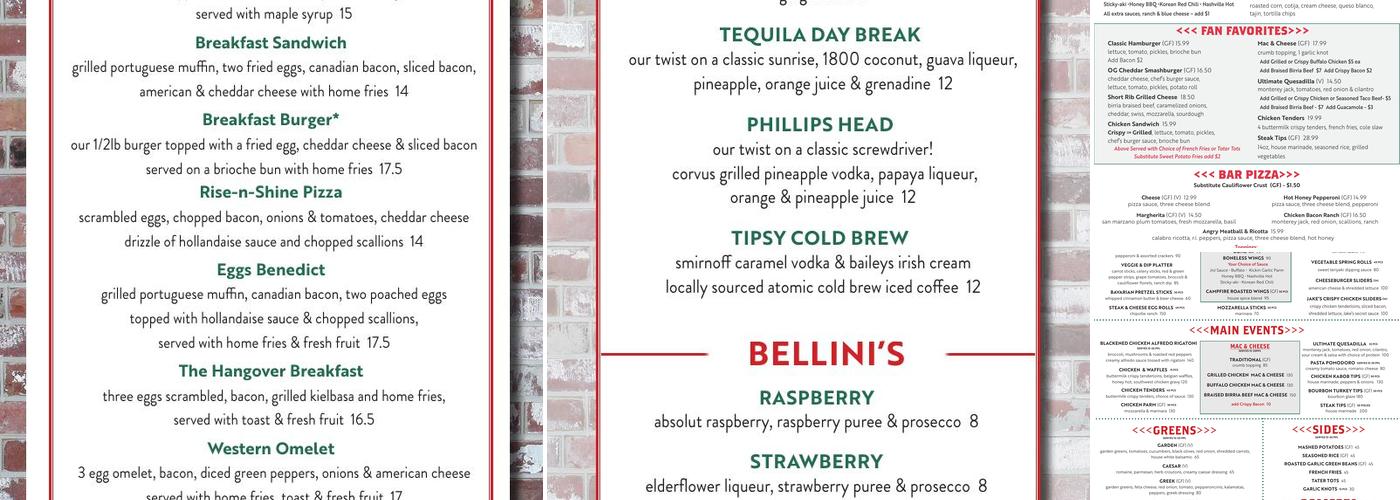 Jake n JOES Sports Grille - Braintree Menu