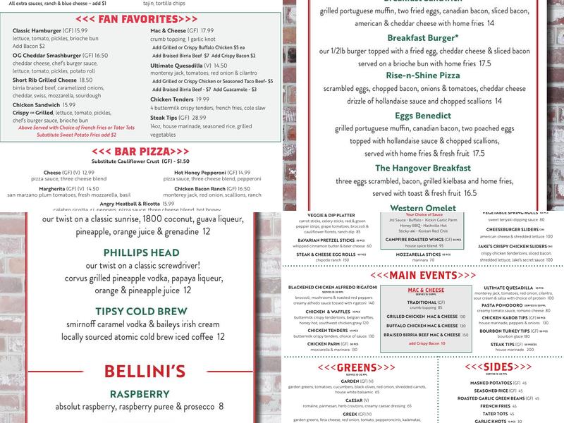 Jake n JOES Sports Grille - Braintree Menu