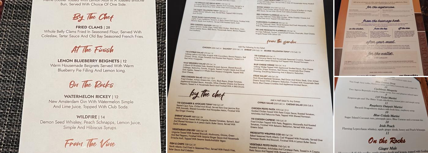 110 Grill Braintree Menu