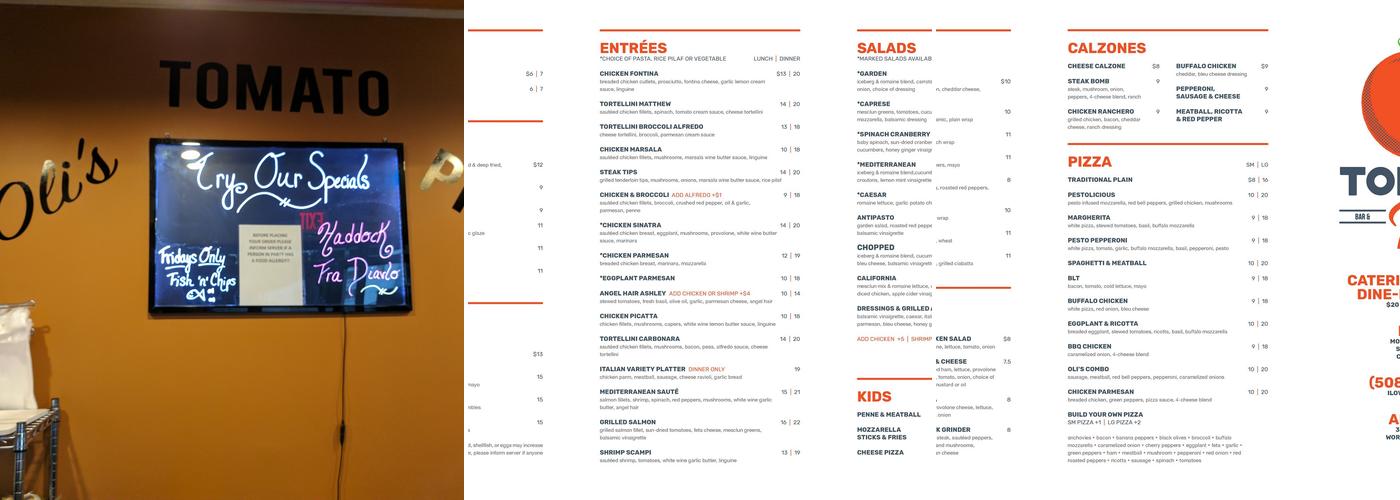 Tomato Pie Bar & Grill Menu