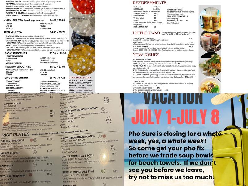 Pho Sure Menu