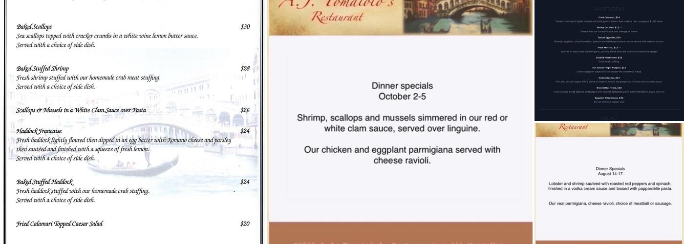 A.J. Tomaiolo's Restaurant Menu
