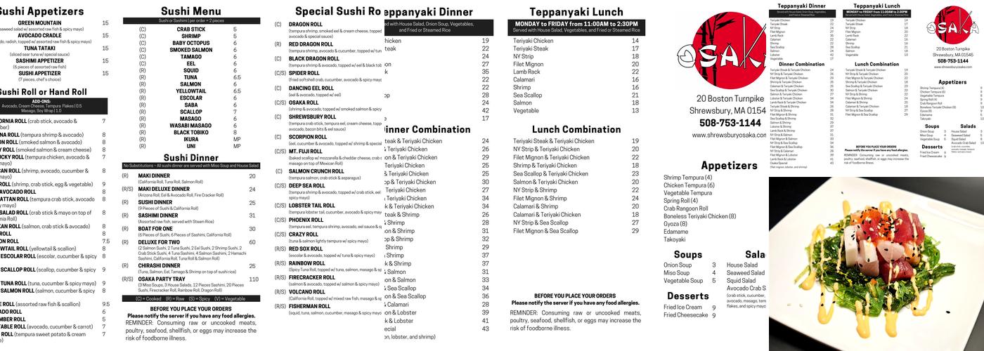 Osaka Menu