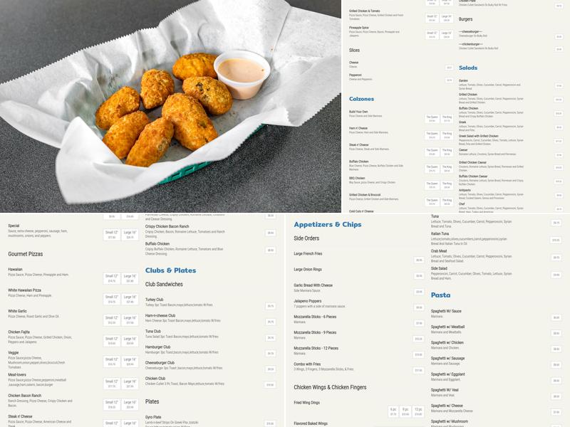 The Pizza Shuttle Menu