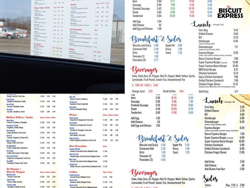 The Biscuit Express Menu