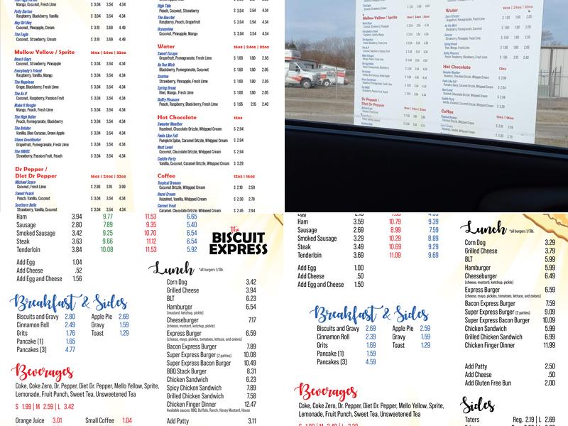 The Biscuit Express Menu