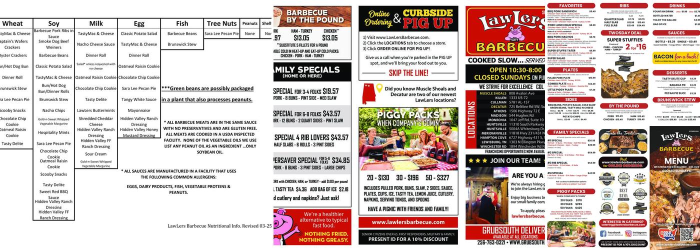 LawLers Barbecue Menu