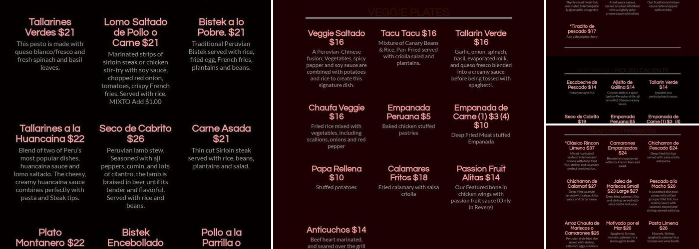 Rincon Limeño Menu