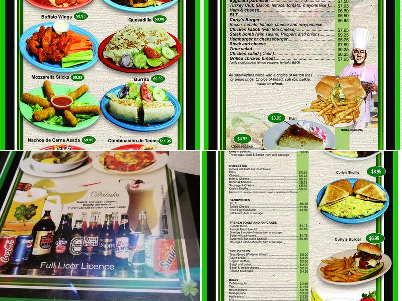 Curly's Restaurant Menu