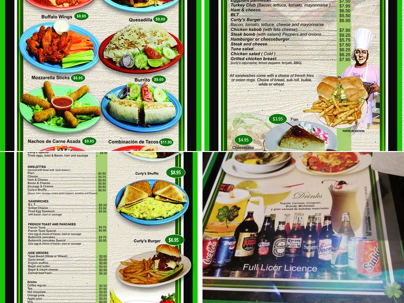 Curly's Restaurant Menu