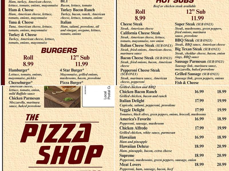 The Pizza Shop Of Etters Menu