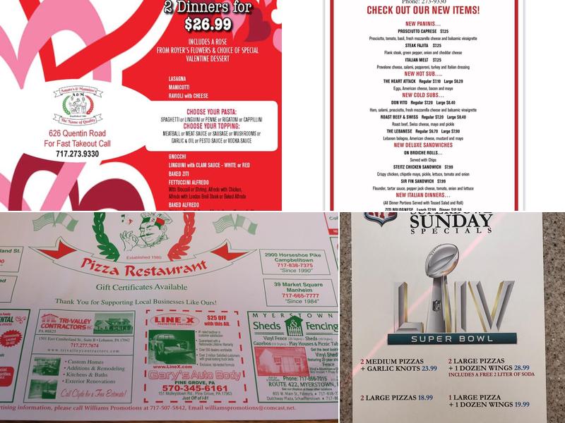 A&M Pizza Manheim Menu