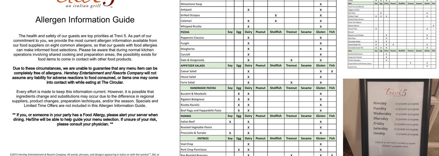 Trevi 5 Menu