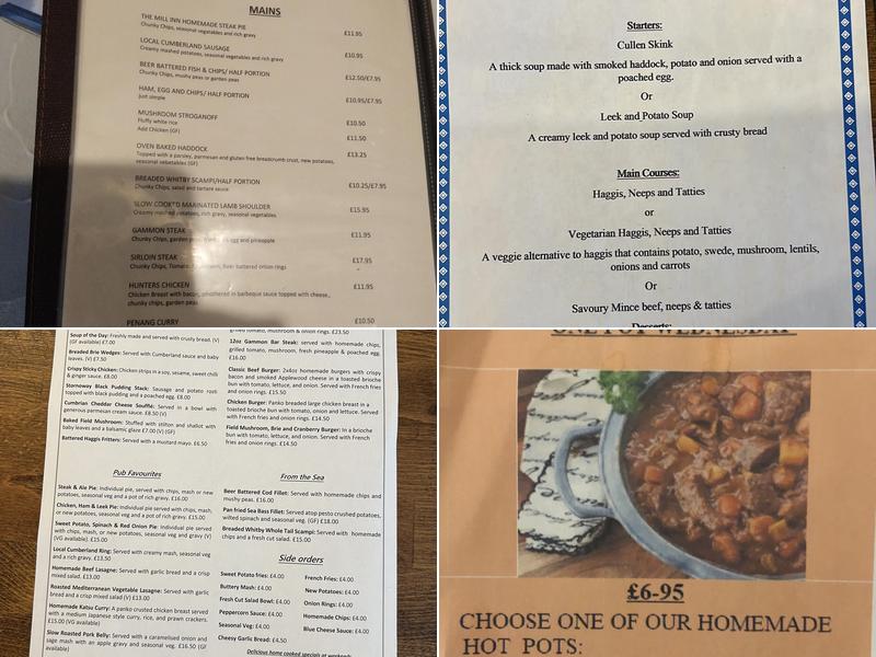 The Mill Inn Menu