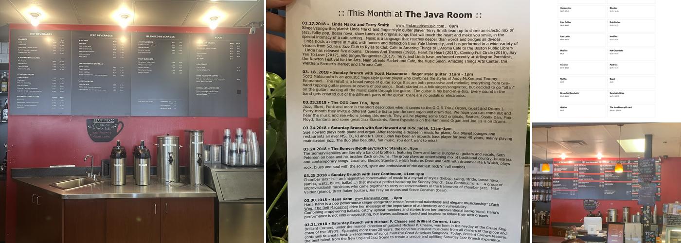 The Java Room Menu