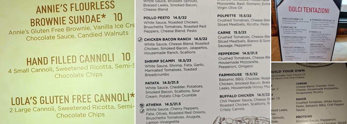 Evviva Trattoria - Westford Menu