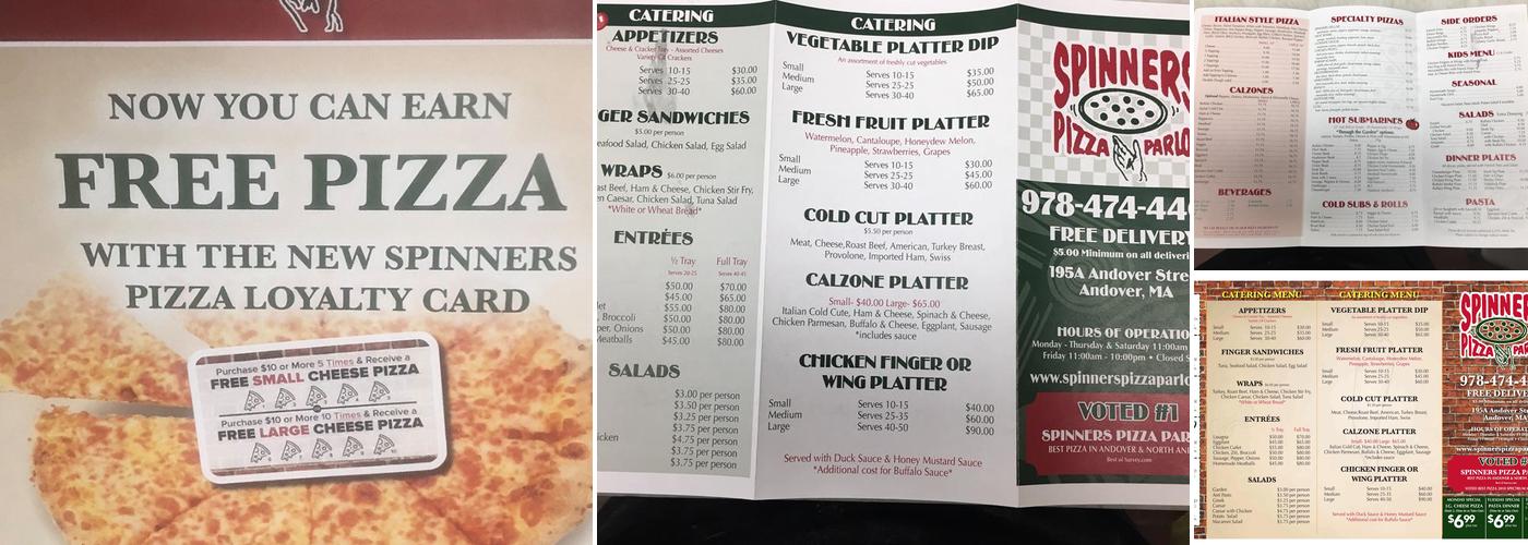 Spinners Pizza Parlor Menu